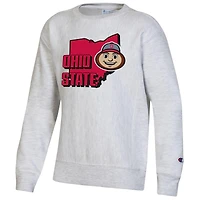 Sweat à capuche armure inversée Ohio State Buckeyes Champion pour jeunes gris chiné