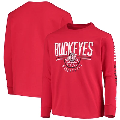 Champion de la jeunesse Scarlet Ohio State Buckeyes Basketball T-shirt à manches longues