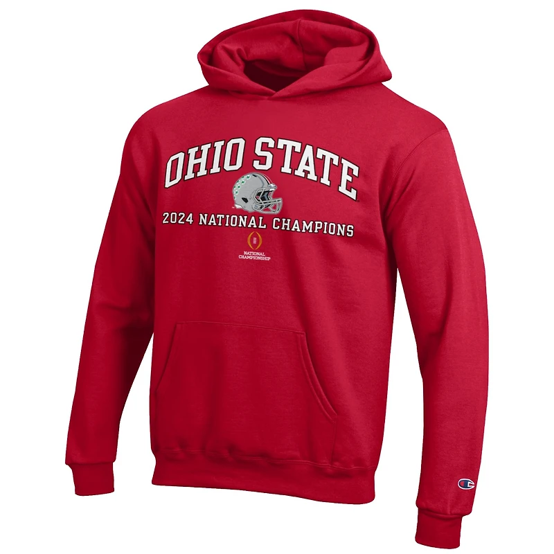 Sweat à capuche pour jeunes champions des éliminatoires de football universitaire Ohio State Buckeyes Scarlet 2024