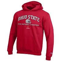 Sweat à capuche pour jeunes champions des éliminatoires de football universitaire Ohio State Buckeyes Scarlet 2024