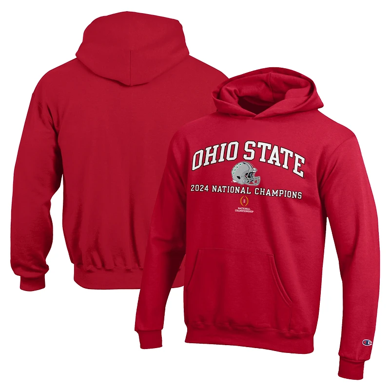 Sweat à capuche pour jeunes champions des éliminatoires de football universitaire Ohio State Buckeyes Scarlet 2024