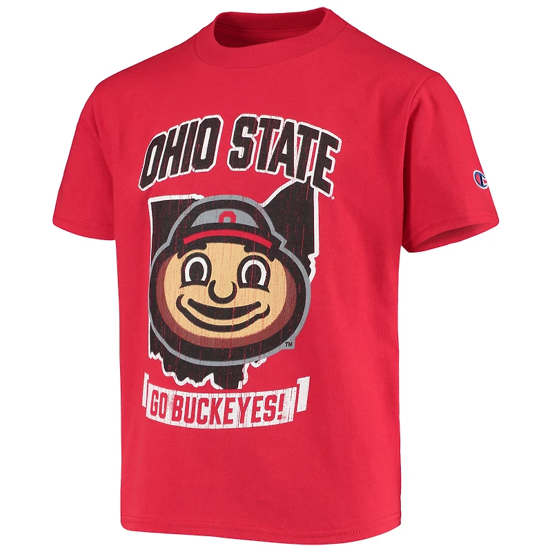Champion de la jeunesse Scarlet Ohio State Buckeyes Strong Mascot T-shirt