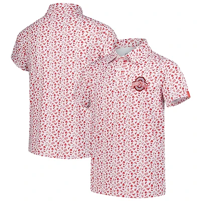 Youth Garb White/Scarlet Ohio State Buckeyes Tom Allover Print Performance Polo
