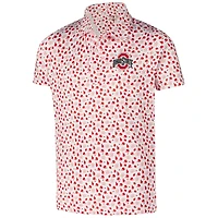 Youth Garb White Ohio State Buckeyes Earnest Allover Print Polo
