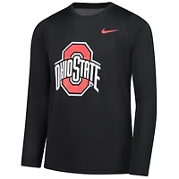 T-shirt à manches longues Nike Dri-FIT noir pour jeune, avec logo légendaire des Buckeyes de l'Ohio State