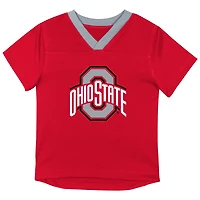 Youth Outerstuff Scarlet Ohio State Buckeyes Red Zone Two-Piece V-Neck Top and Pants Set