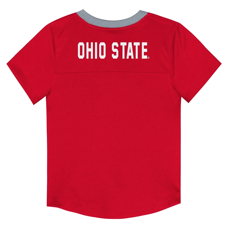 Youth Outerstuff Scarlet Ohio State Buckeyes Red Zone Two-Piece V-Neck Top and Pants Set