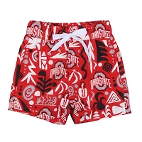 Youth Wes & Willy  Scarlet Ohio State Buckeyes Allover Print Swim Shorts
