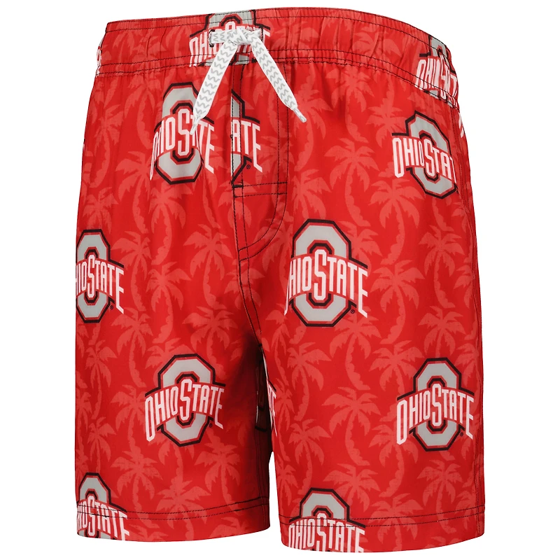 Wes & Willy Scarlet Ohio State Buckeyes Palm Tree Short de bain
