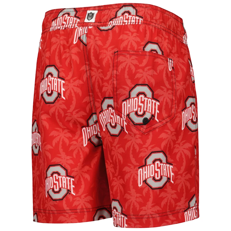 Wes & Willy Scarlet Ohio State Buckeyes Palm Tree Short de bain
