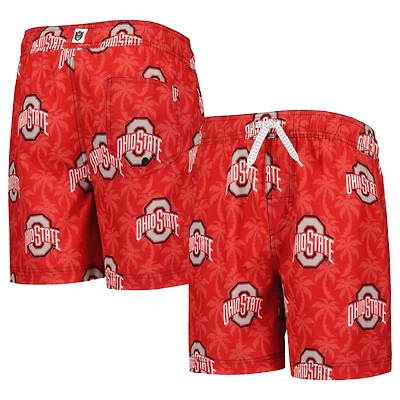 Wes & Willy Scarlet Ohio State Buckeyes Palm Tree Short de bain