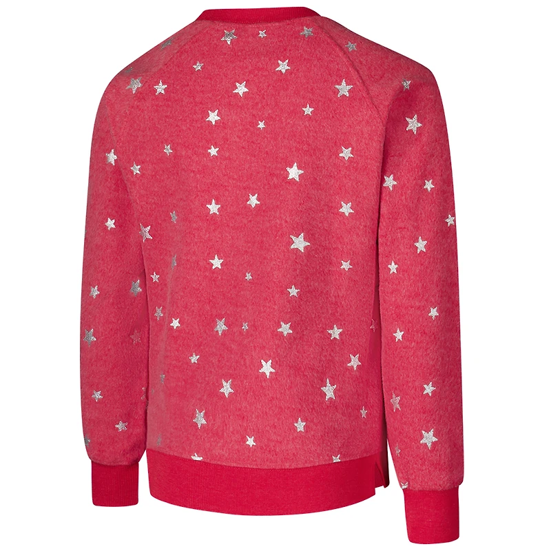 Youth Wes & Willy Scarlet Ohio State Buckeyes Shimmer Star Reverse Fleece Raglan Pullover Sweatshirt