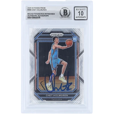 Carte de recrue autographiée Chet Holmgren (Oklahoma City Thunder) 2022-23 Panini Prizm n° 266 Beckett Fanatics Witnessed 10