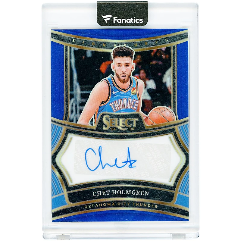 Carte autographiée de Chet Holmgren (Oklahoma City Thunder) 2024-25 Panini Select Blue Prizm #SIG-HOL #37/49