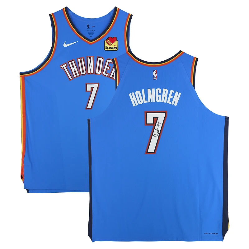 Maillot authentique Nike Icon Edition bleu dédicacé par Chet Holmgren du Thunder d'Oklahoma City