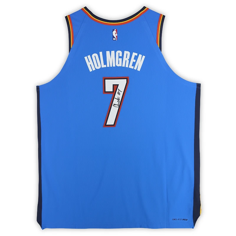 Maillot authentique Nike Icon Edition bleu dédicacé par Chet Holmgren du Thunder d'Oklahoma City