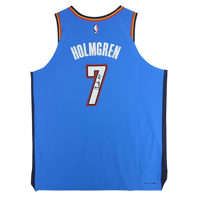 Maillot authentique Nike Icon Edition bleu dédicacé par Chet Holmgren du Thunder d'Oklahoma City