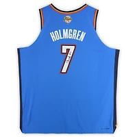 Maillot Nike authentique dédicacé par Chet Holmgren du Thunder d'Oklahoma City pour la finale NBA 2025, bleu