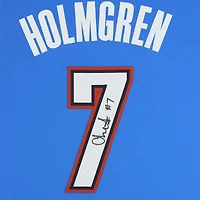 Maillot Nike authentique dédicacé par Chet Holmgren du Thunder d'Oklahoma City pour la finale NBA 2025, bleu