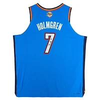 Maillot Nike authentique dédicacé par Chet Holmgren du Thunder d'Oklahoma City pour la finale NBA 2025, bleu
