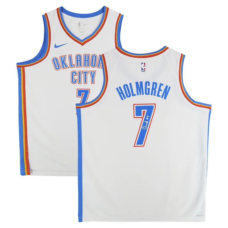 Maillot Nike Swingman blanc dédicacé par Chet Holmgren du Thunder d'Oklahoma City