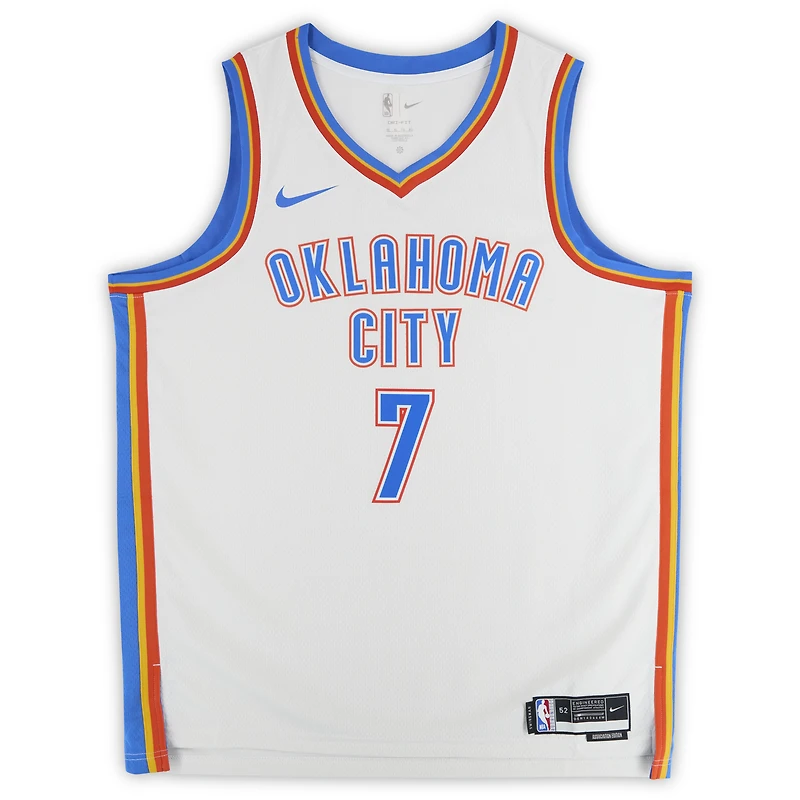 Maillot Nike Swingman blanc dédicacé par Chet Holmgren du Thunder d'Oklahoma City