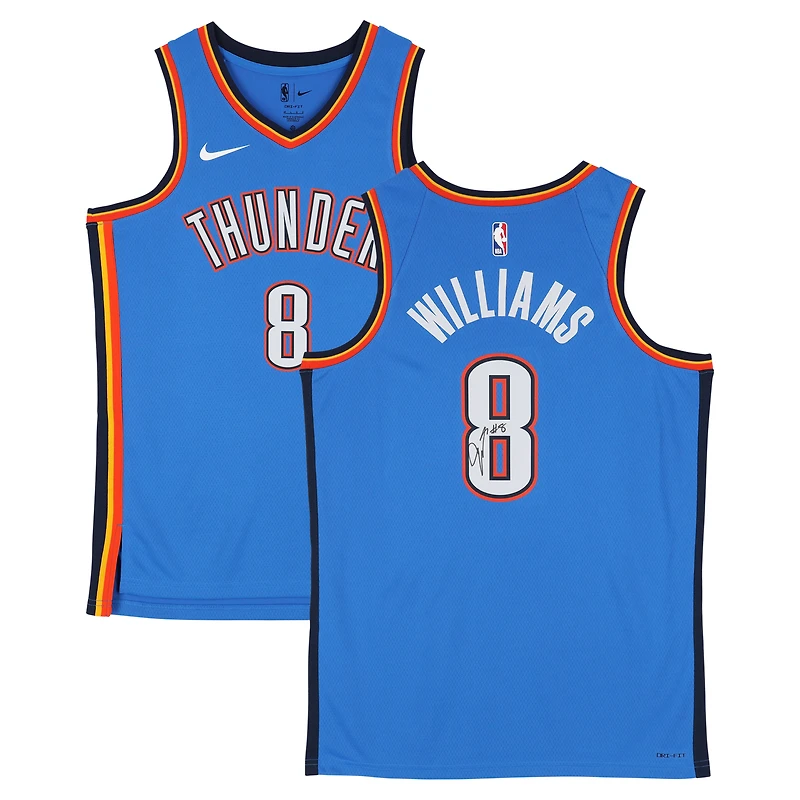 Maillot Swingman Nike Icon Edition bleu dédicacé par Jalen Williams du Thunder d'Oklahoma City
