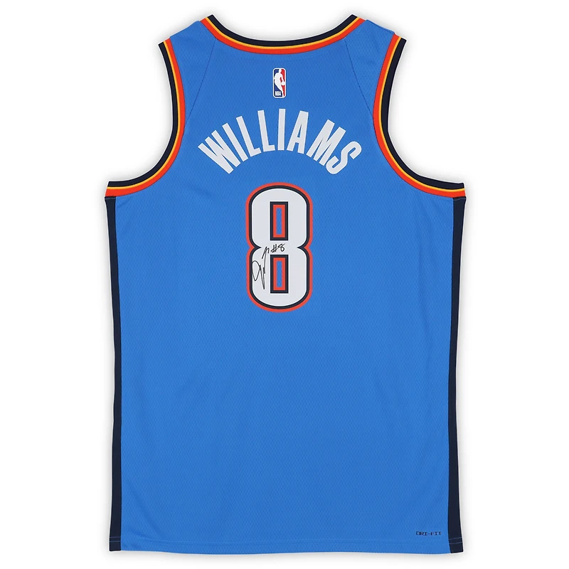 Maillot Swingman Nike Icon Edition bleu dédicacé par Jalen Williams du Thunder d'Oklahoma City