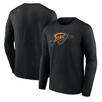 T-shirt noir à manches longues pour homme, motif Oklahoma City Thunder Hardwood