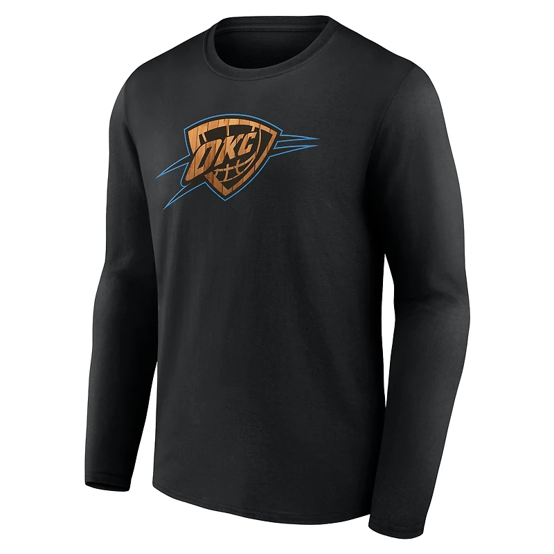 Men's  Black Oklahoma City Thunder Hardwood Long Sleeve T-Shirt