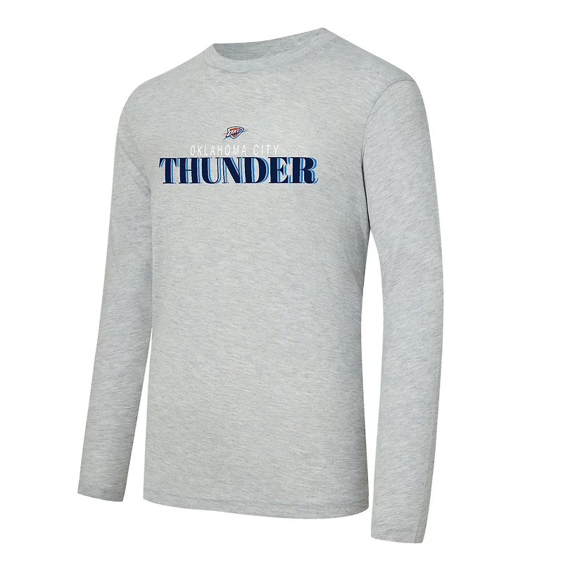 Ensemble t-shirt à manches longues et pantalon carreaux Oklahoma City Thunder Regulate bleu marine/gris chiné pour homme