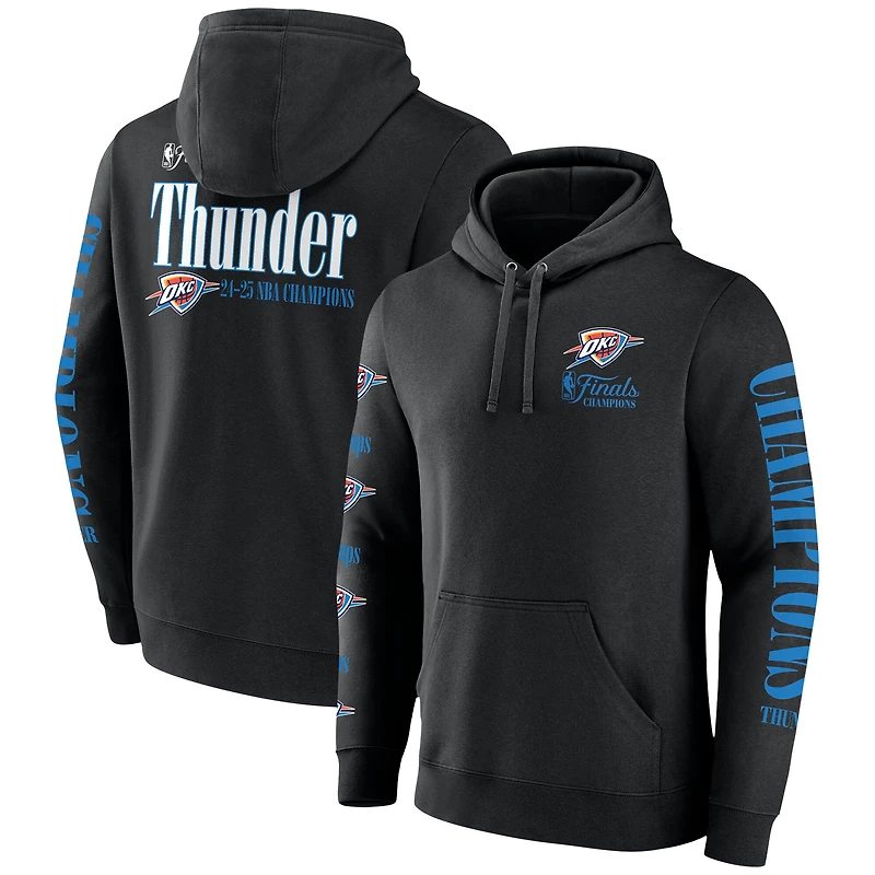 Sweat à capuche noir Fanatics pour homme, champion de la finale NBA 2025 du Thunder d'Oklahoma City