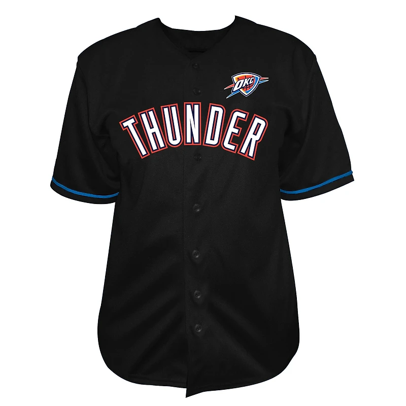 Maillot Fanatics noir pour homme Oklahoma City Thunder, grandes tailles, à boutons.