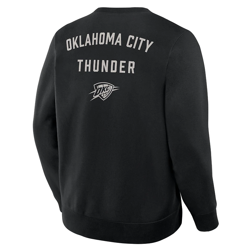 Sweat-shirt à capuche premium Fanatics noir pour homme, collection Crossover Oklahoma City Thunder, entraînement de rotation défensive