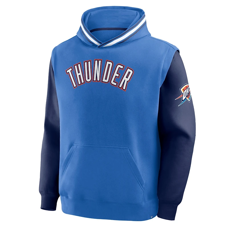 Sweat à capuche Fanatics bleu/bleu marine pour homme Oklahoma City Thunder Half Court Shot Clock Fastbreak