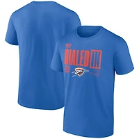 T-shirt bleu fanatique pour homme, champion de la division Nord-Ouest 2025 du Thunder d'Oklahoma City, vestiaire