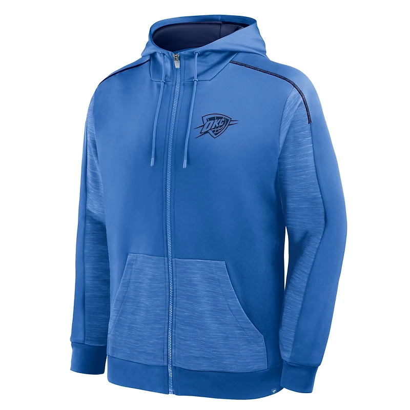 Men's Fanatics Blue Oklahoma City Thunder Back Door Cut Play Defender Full-Zip Hoodie