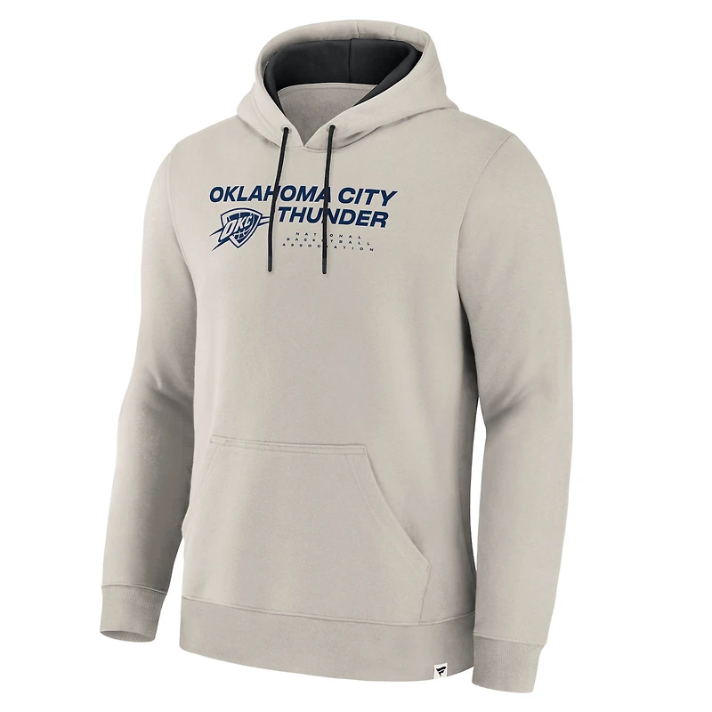 Men's Fanatics Off White Oklahoma City Thunder Crossover Collection Blocked Shot Premium Pullover Hoodie