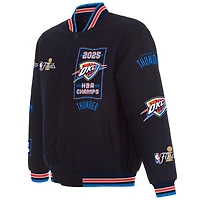 Veste réversible en laine à boutons-pression pour homme, bleu marine, Oklahoma City Thunder, champions de la finale NBA 2025