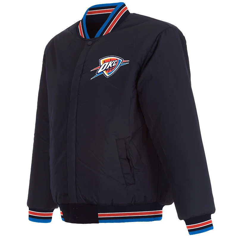 Veste réversible en laine à boutons-pression pour homme, bleu marine, Oklahoma City Thunder, champions de la finale NBA 2025