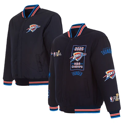 Veste réversible en laine à boutons-pression pour homme, bleu marine, Oklahoma City Thunder, champions de la finale NBA 2025