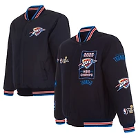 Veste réversible en laine à boutons-pression pour homme, bleu marine, Oklahoma City Thunder, champions de la finale NBA 2025