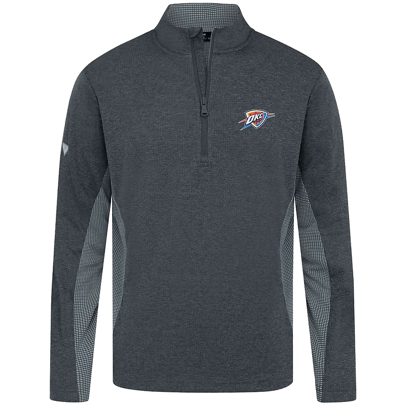 Men's Levelwear Heather Black Oklahoma City Thunder Waffle Insignia 2.0 Quarter-Zip Top