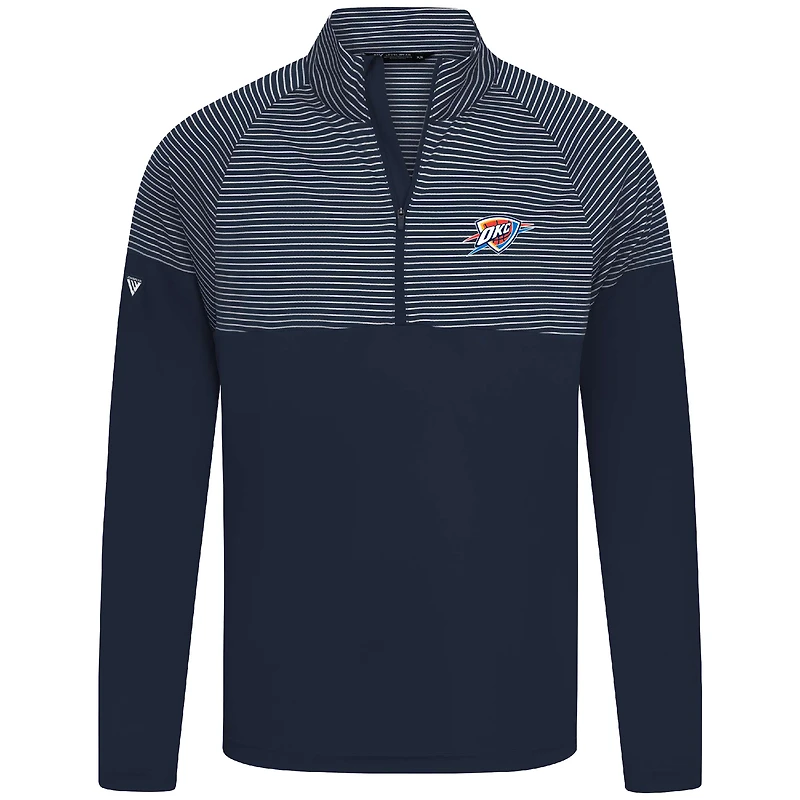 Men's Levelwear Navy Oklahoma City Thunder Classic Stripes Quarter-Zip Top
