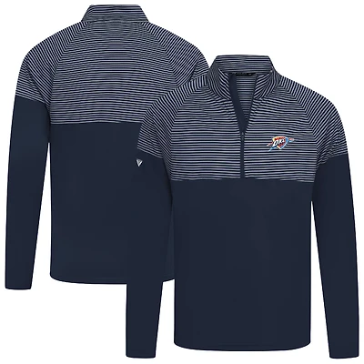 Men's Levelwear Navy Oklahoma City Thunder Classic Stripes Quarter-Zip Top