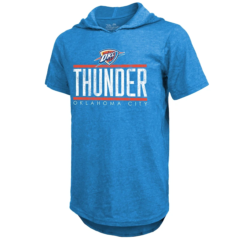 T-shirt à capuche bleu Oklahoma City Thunder Tri-Blend pour homme de Majestic Threads