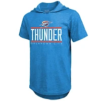 Men's Majestic Threads  Blue Oklahoma City Thunder Tri-Blend Hoodie T-Shirt