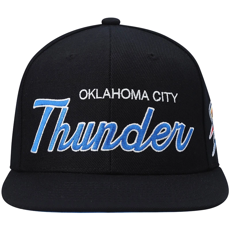 Casquette snapback noire Oklahoma City Thunder Hardwood Classics Script 2.0 pour homme de Mitchell & Ness
