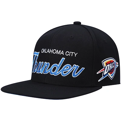Casquette snapback noire Oklahoma City Thunder Hardwood Classics Script 2.0 pour homme de Mitchell & Ness