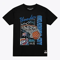Men's Mitchell & Ness  Black Oklahoma City Thunder Lightning Swish T-Shirt